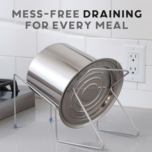 JD FRESH 5 Liter Stainless Steel Rice Pot Drainer Stand/Tabletop Cooked Rice Filter Vessel/Anti-Rust and Heavy Duty Sink Strainer/Hands-Free Kitchen Strainer for Rice/Noodles/Beans/Vegetables (2 PC) - Image 3