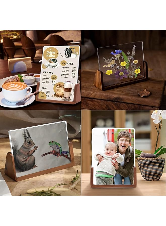 erorex 2Pcs 5X7 Walnut Wooden Horizontal Vertical Picture Frame Double Sided Acrylic Glass Photo Frame Brown Photo Frame Horizontal Vertical Photos For Table Top Or Desktop Display Gift For Family Partner  - Image 4