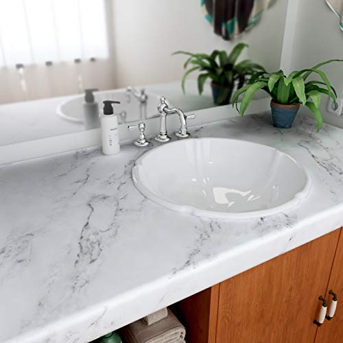 Decotalk Peel and Stick Countertops Contact Paper Marble Contact Paper White 12x200 Inch Marble Wallpaper for Countertops Kitchen Table Matte White Marbles Vinyl Wrap Waterproof - Image 5