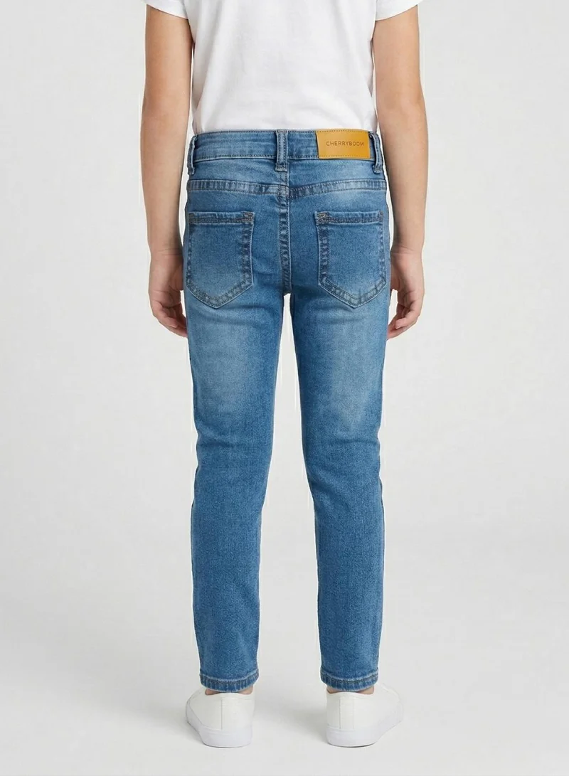 بيبي كلو Girls Rhinestone Detail Adjustable Waist Skinny Jeans