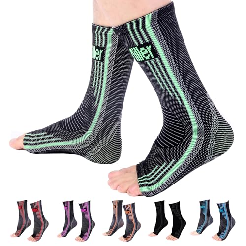 Doc Miller Ankle Compression Sleeve – Plantar Fasciitis Support, Toeless Neuropathy Socks, 20-30 mmHg, Achilles Tendonitis Relief Brace, Elastic Support for Swollen Ankles, Men & Women, 1 Pair - Image 1