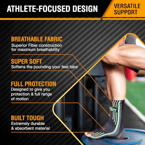 Doc Miller Ankle Compression Sleeve – Plantar Fasciitis Support, Toeless Neuropathy Socks, 20-30 mmHg, Achilles Tendonitis Relief Brace, Elastic Support for Swollen Ankles, Men & Women, 1 Pair - Image 3