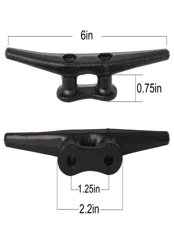 VEITHI 6 inch Electrophoretic Coated Black Dock Cleats Boat Cleats, Boat Dock Cleats Rope Cleat with Hardware Ideal for Decks, Piers for Tying up Boats,Marine Decor,Boat Ties,Cleats for Boat(4 Pack) - Image 2