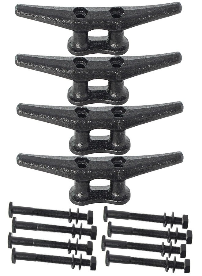 VEITHI 6 inch Electrophoretic Coated Black Dock Cleats Boat Cleats, Boat Dock Cleats Rope Cleat with Hardware Ideal for Decks, Piers for Tying up Boats,Marine Decor,Boat Ties,Cleats for Boat(4 Pack) - Image 1