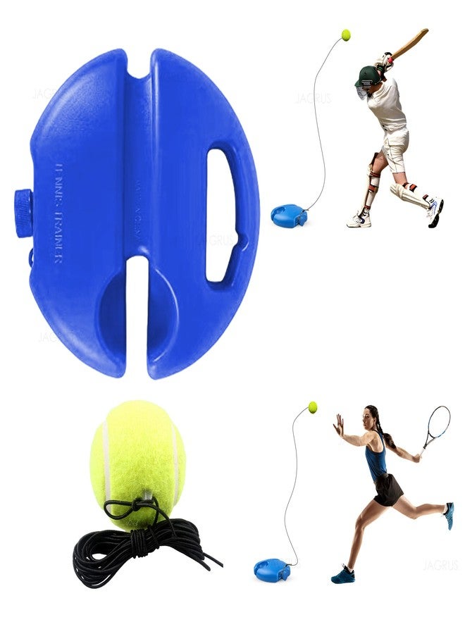 GTS Portable Tennis Cricket Trainer Rebound Ball Set: Solo Cricket Trainer Set & Tennis Ball with Rope for Self Training| Cricket Practice Ball with Rope and Anti-Slip Strip for Improved Skills - Image 1