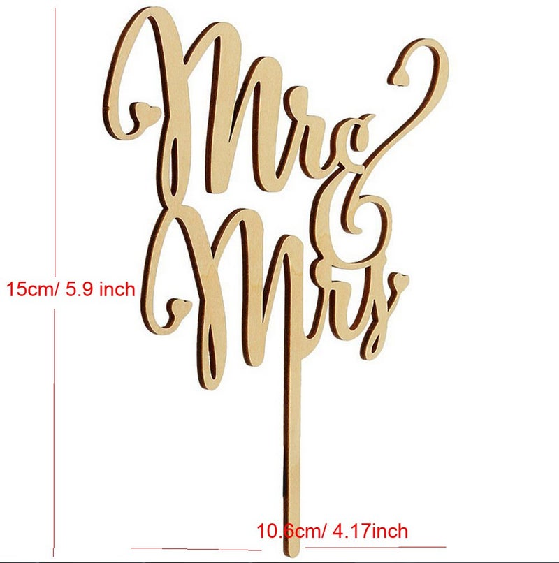 KOOTIPS Mr and Mrs Cake Toppers, KOOTIPS Wooden Wedding Cake Topper Party Cake Decoration (Mr and mrs cake topper A) - Image 5