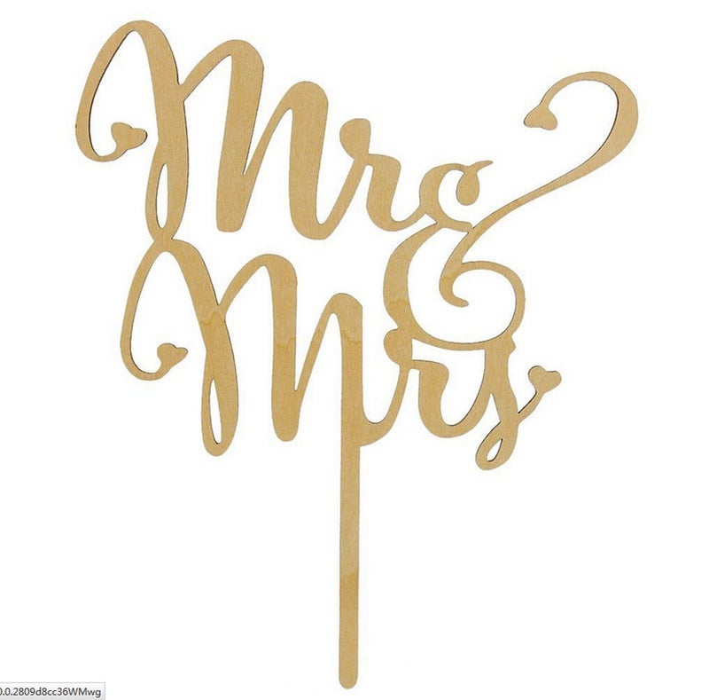 KOOTIPS Mr and Mrs Cake Toppers, KOOTIPS Wooden Wedding Cake Topper Party Cake Decoration (Mr and mrs cake topper A) - Image 2