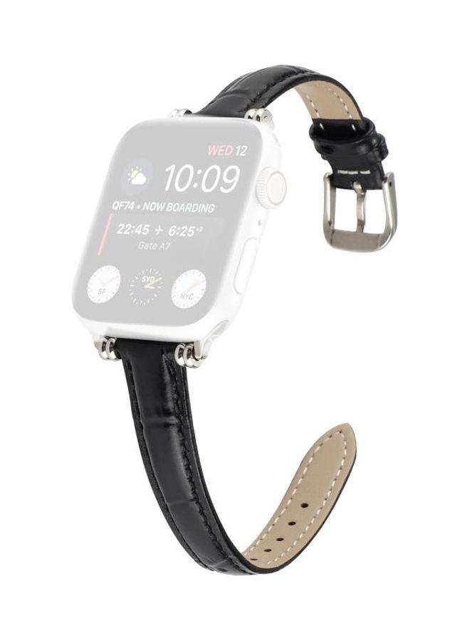 NIBEMINENT Bamboo Joint with Beads Leather Replacement Strap Watchband For Apple Watch Series 7/6/SE/5/4/3/2/1 41/40/38mm Black - Image 1