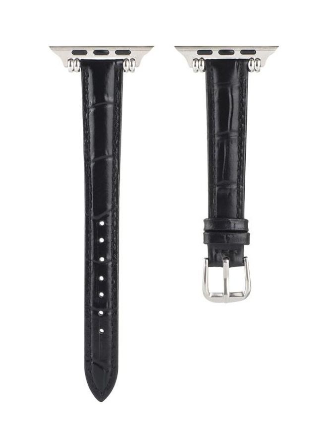 NIBEMINENT Bamboo Joint with Beads Leather Replacement Strap Watchband For Apple Watch Series 7/6/SE/5/4/3/2/1 41/40/38mm Black - Image 2