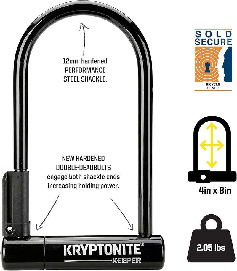 Kryptonite Keeper Standard Bike U-Lock - Heavy Duty Anti-Theft Bicycle Lock with Mounting Bracket and Keys - Image 2