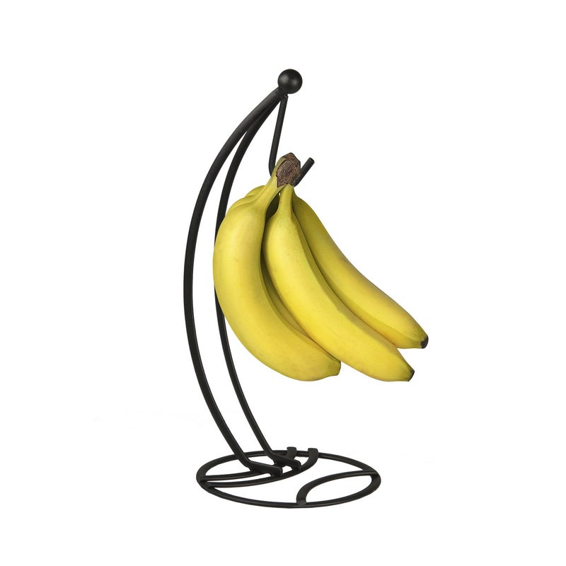 Home Basics Steel Banana Tree Holder Stand, Rust Resistant, Prevents Bruising, Circular Base, Black Satin Finish - Image 1