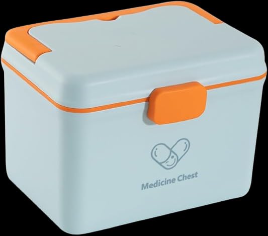 HEBEZON HEBEZON First Aid Box BPA Free Emergency Medicine Box Medical Multi Purpose Utility Storage with HandleFamily Kit Double Layers Organiser  - Image 1