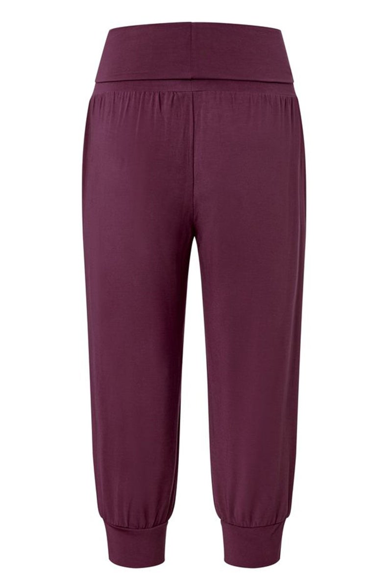 Tchibo Women Comfort Fit Yoga Crop Pants, Plum  - Image 2