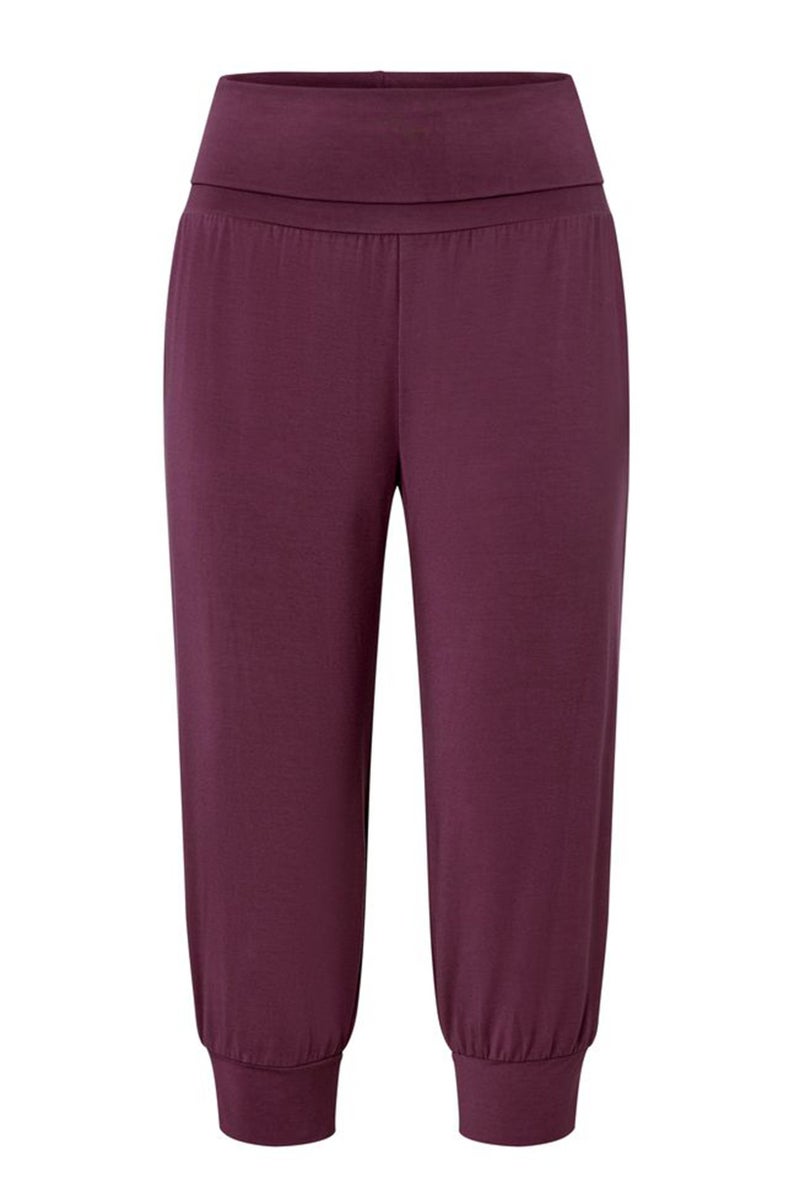 Tchibo Women Comfort Fit Yoga Crop Pants, Plum  - Image 1