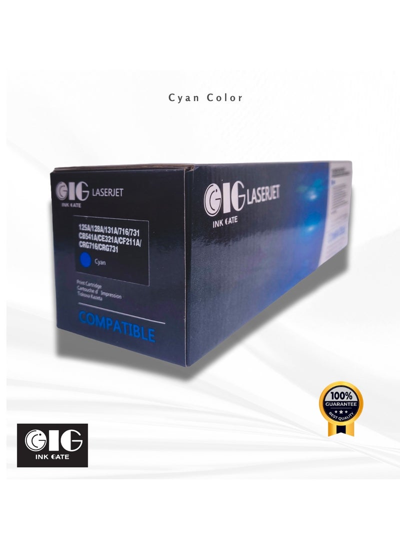 IG Compatible Cyan Toner Cartridge – 125A / 131A / 128A – for HP CP1215, CP1515n, M251nw, M276nw, CM1415fn (Up to 1,400 Pages) - Image 1