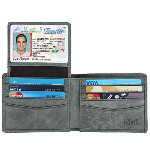 HIMI Wallet for Men-Genuine Leather RFID Blocking Bifold Stylish Wallet With 2 ID Window (Gray Green) - Image 4
