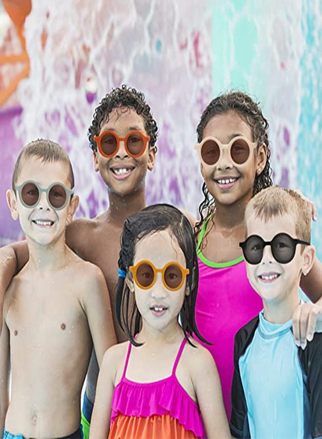 Kids Retro Round Sunglasses with UV400 Protection, Flexible Frame for Ages 2-10, Stylish Beach Holiday Sunnies for Boys and Girls (Green and Orange) - Image 4