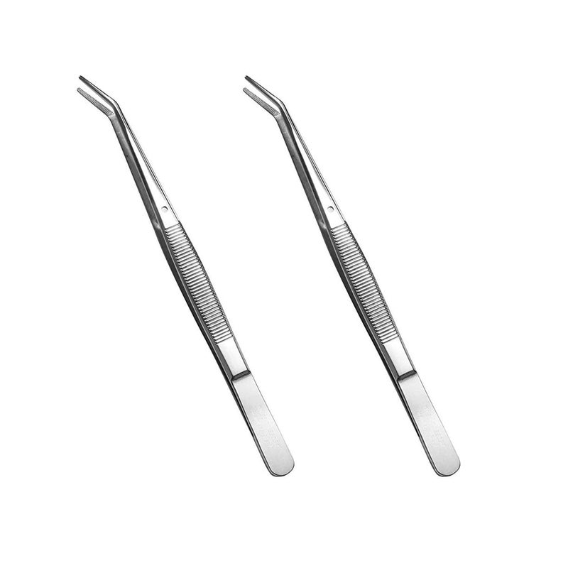 Rolybag Stainless Steel Tweezers, with Curved Serrated Tip Multipurpose Sewing Machine Tweezers Forceps for Craft Repairing (2 Pcs set) - Image 1