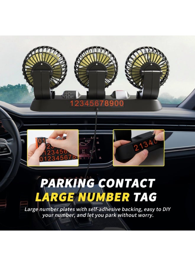 HALAMODO Portable 3-Head Car Cooling Fan - 2-Speed Adjustable, 360° Rotating, Cigarette Lighter Plug, Powerful Airflow for Vehicles, RVs, and SUVs - Image 5