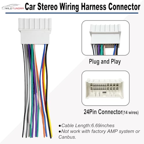 WildTundra 24Pin Radio Wiring Harness for Hyundai 2006-2008 KIA 2005-2008 Aftermarket Car Stereo Wiring Harness Connector for Elantra Accent Optima Rio Car Stereo Radio Wiring Harness Cable Install - Image 2