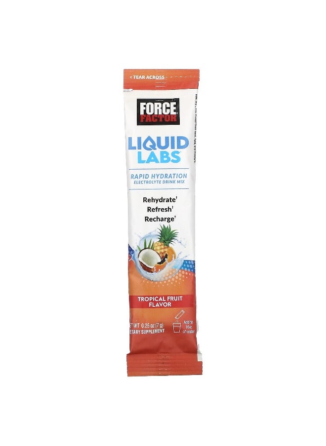 Force Factor Force Factor, Liquid Labs™, Rapid Hydration Electrolyte Drink Mix, Tropical Fruit, 20 Stick Packs, 0.25 oz (7 g) Each  - Image 3