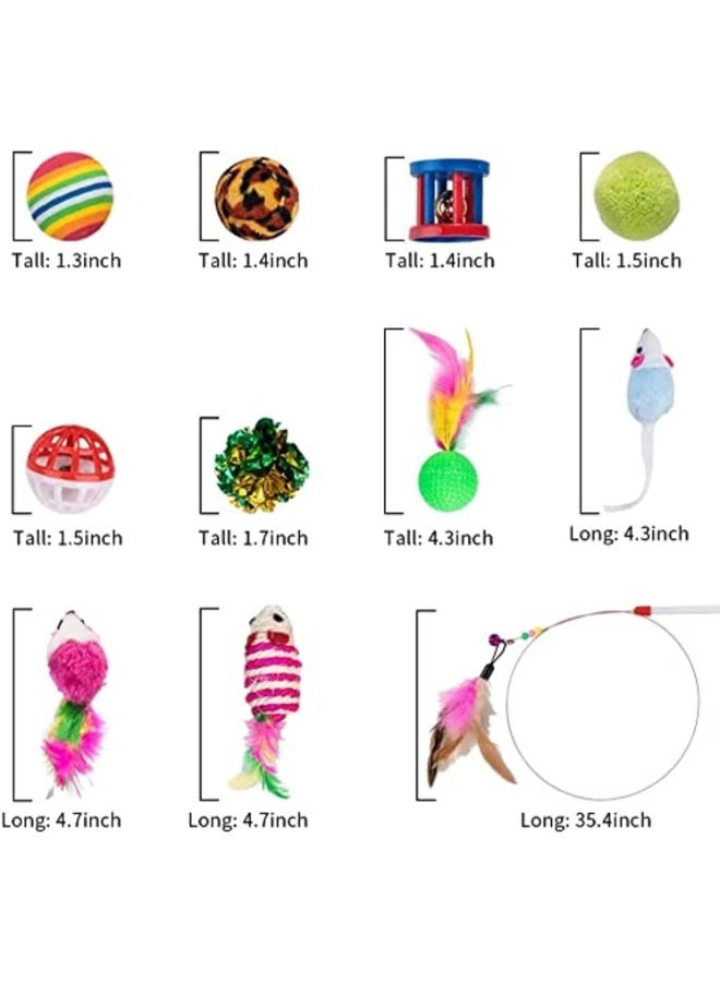 Mumoo Bear 21 Pcs Cat Interactive Toys Fluffy Mouse, Fake Mice, Crinkle Balls, Bell Play Supplies For Kitten 3Way Blue, Multicolor, 21Pcs - Image 4