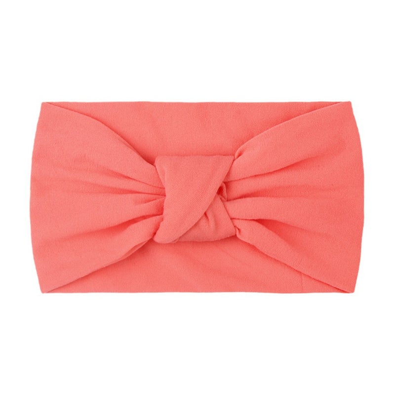 Generic European and American Spring New Childrens Headwear Baby Solid Color Nylon Knot Wide Side Headscarf Baby Hair Belt watermelon red