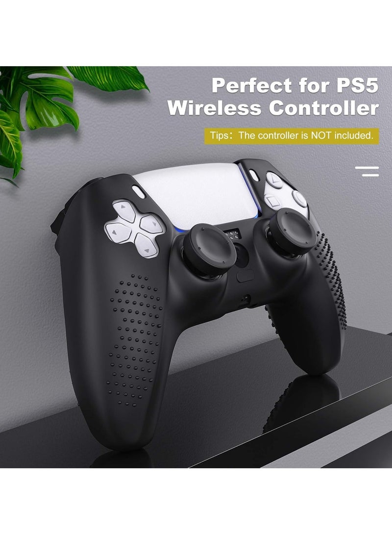 2 Pack Controller Cover Skin Case+20 Thumb Grips Compatible with Sony PS5,Protective Soft Silicone Gel & Anti-Slip Stick Caps Protection Case Compatible with Playstation 5 DualSense Wireless Controller Black  - Image 2
