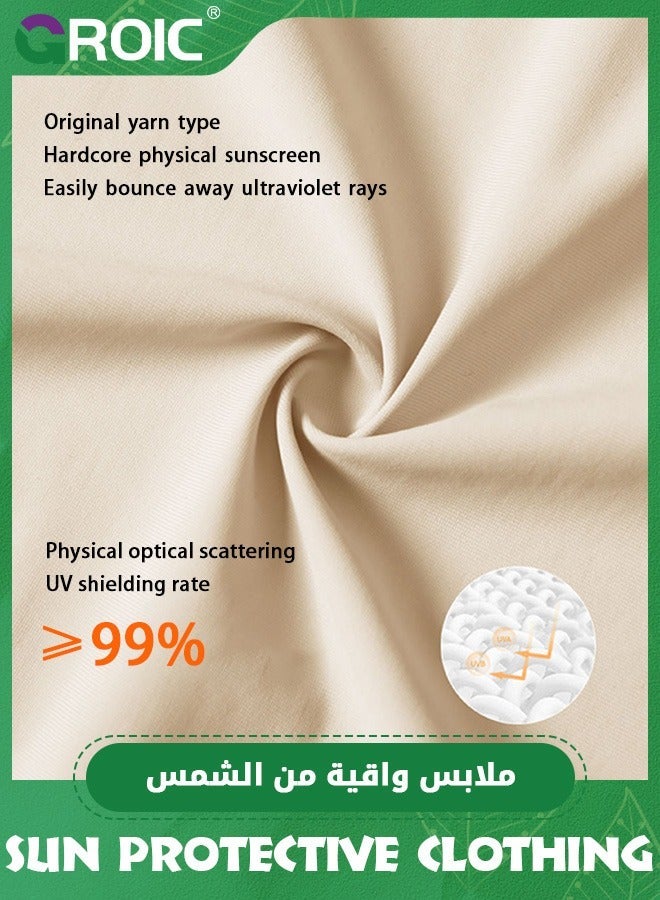 GROIC UPF 50+ UV Sun Protection Clothing for Women & Men, Ice Silk Long Sleeve Hoodie Shirt, Adjustable Hem, Removable Brim, Athletic Hiking Lightweight Zipper Outdoor Jacket - Image 4