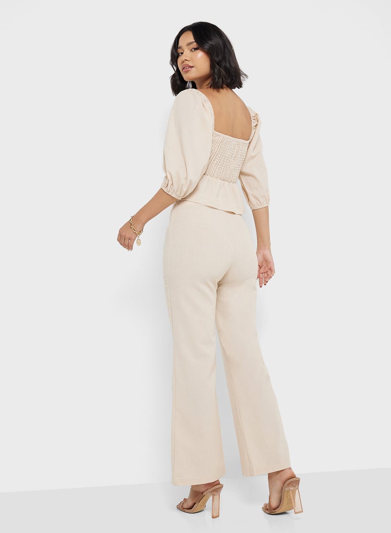 Ginger Cotton Frill Detail Square Neck Top & Pant Set - Image 2