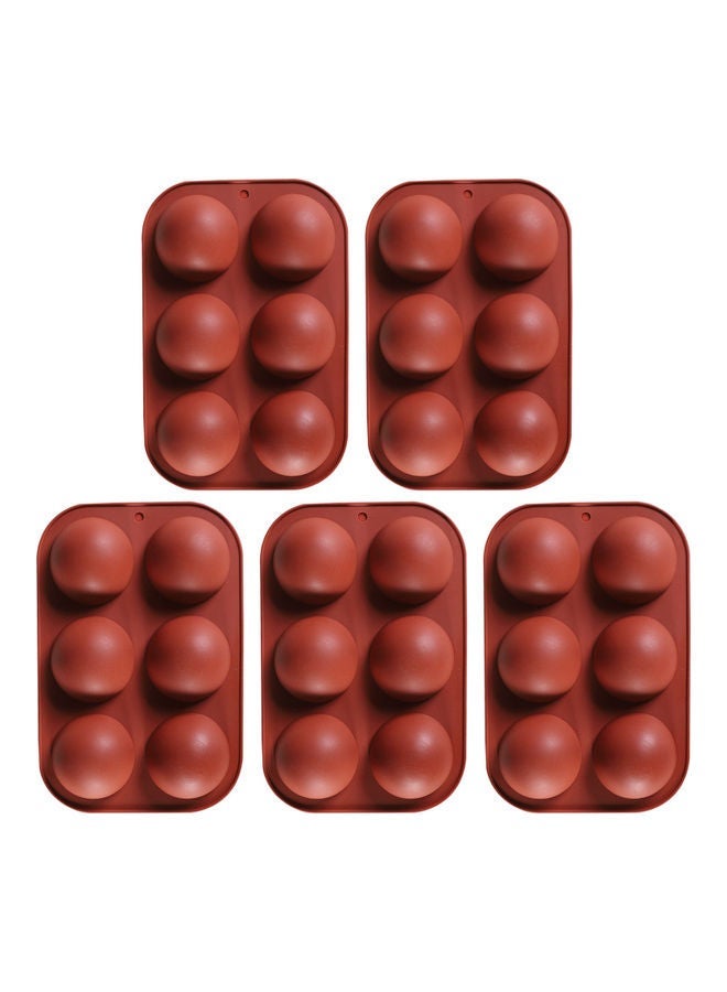 NIBEMINENT 5-Piece 6 Holes Non Stick DIY Cupcake Baking Pan Mold Brown 20.0x14.0x5.0cm