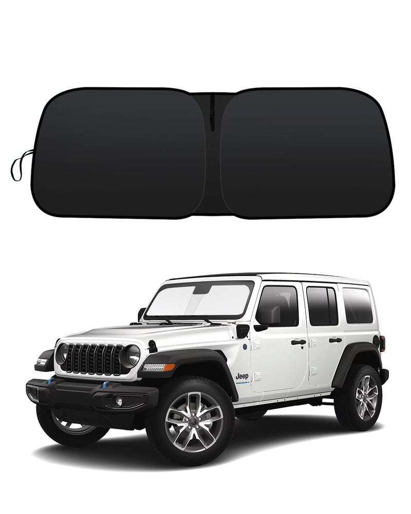 2025 Upgrade Front Windshield Sun Shade Foldable Jeep Wrangler Sun ShadeJeep Gladiator Sun Shade fit for Jeep Wrangler JL JLU 20182025 Jeep Gladiator 20202025 Keep Car Interior Cooler