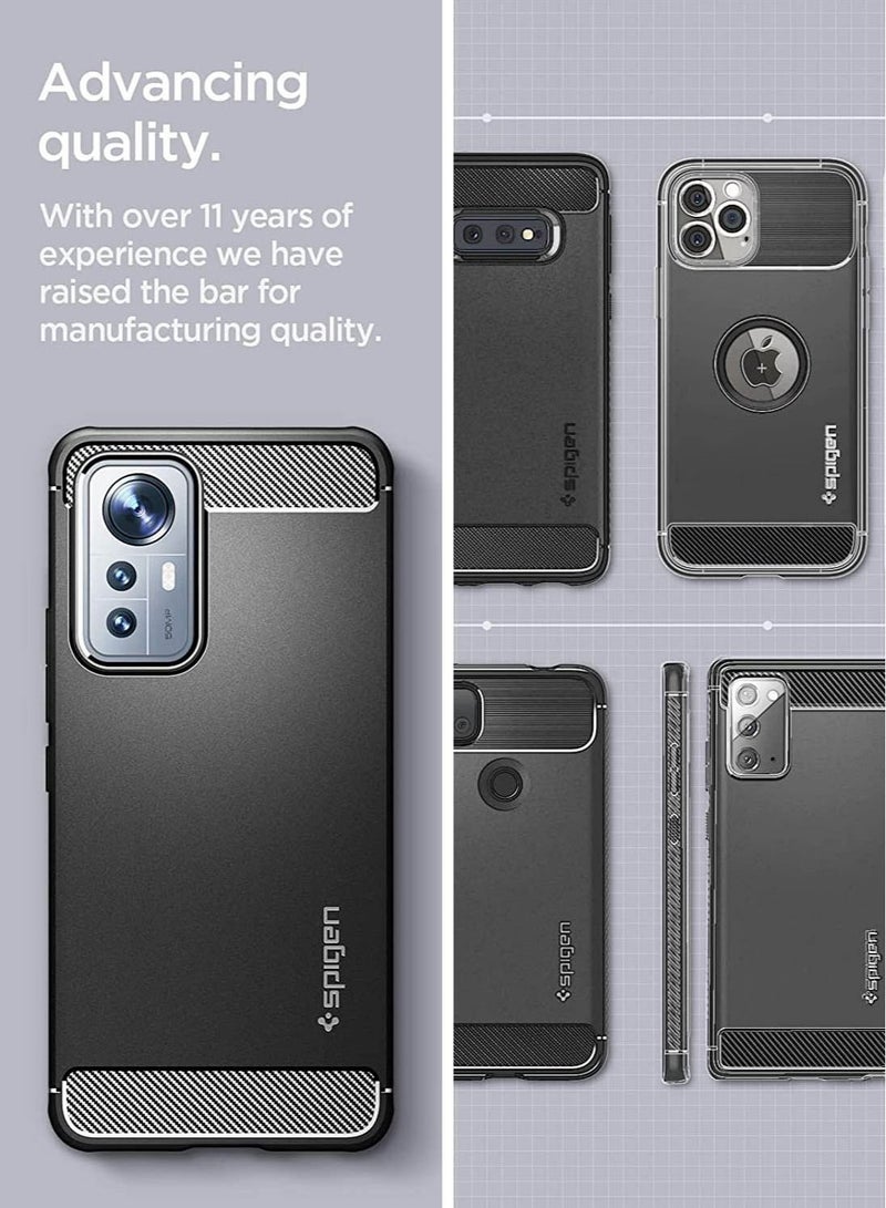 Spigen Rugged Armor Case Cover for Xiaomi 12 Lite - Matte Black - Image 4