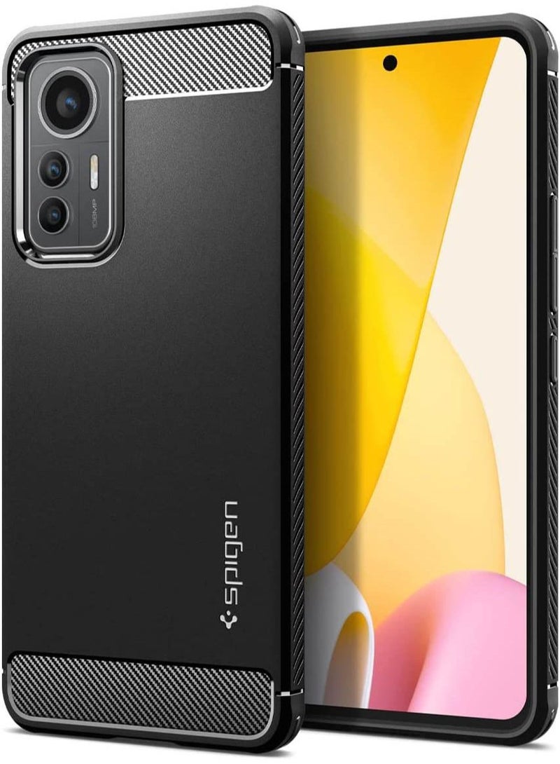 Spigen Rugged Armor Case Cover for Xiaomi 12 Lite - Matte Black - Image 1