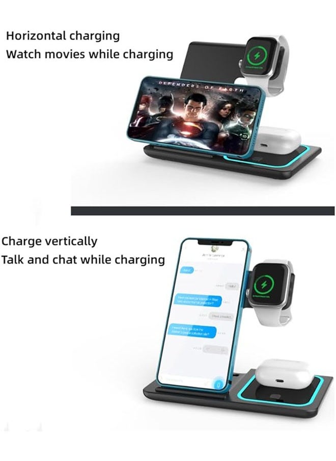 Generic - 3-in-1 Wireless Charging Station – Fast Charging, Multi-Device, Apple Watch, iPhone Devices, Samsung Devices, Huawei Devices, Watch Compatible Wireless Charger, Black - Image 1