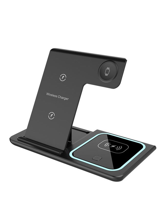 Generic - 3-in-1 Wireless Charging Station – Fast Charging, Multi-Device, Apple Watch, iPhone Devices, Samsung Devices, Huawei Devices, Watch Compatible Wireless Charger, Black - Image 1