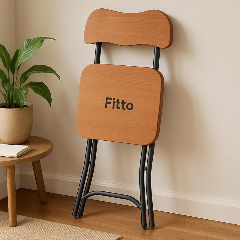 Fitto Foldable Chair with Wooden Finish for Easy Storage and Comfort - Image 1