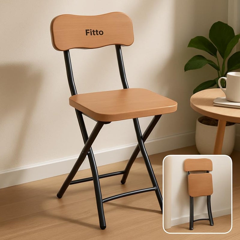 Fitto Foldable Chair with Wooden Finish for Easy Storage and Comfort - Image 2
