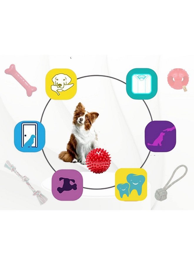 Dog Toy Combo Pack Of 5 | Handle Ball Rope, 3 Knot Rope, Rubber Bone, Spike & Hallow Ball | Small To Medium Dogs | Teething, Playing, Durable Toy Combo Pack (Color May Vary) - Image 3