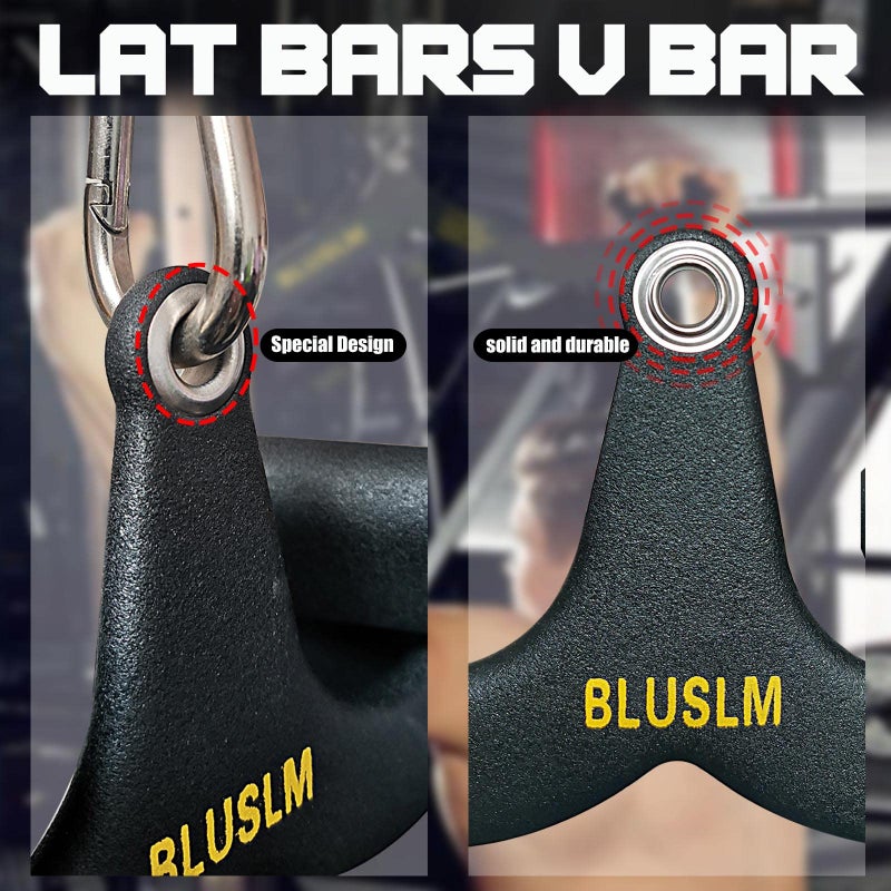 BLUSLM LAT Pull Down Bar for Cable Machine, LAT Pulldown Attachments T-bar V-bar Cable Attachment for Gym, Back Tricep Strength Training Handle (BL01) - Image 3