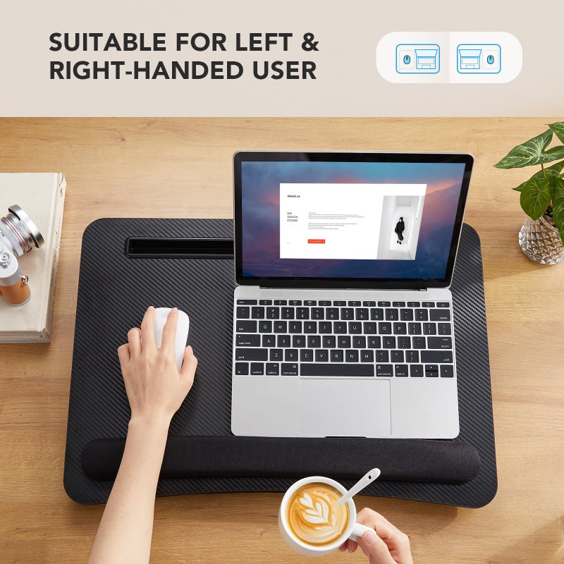 HUANUO Lap Laptop Desk - Portable Lap Desk with Pillow Cushion, Fits up to 17 inch Laptop, with Anti-Slip Strip & Storage Function for Home Office Students Use as Computer Laptop Stand, HNLD28B - Image 5