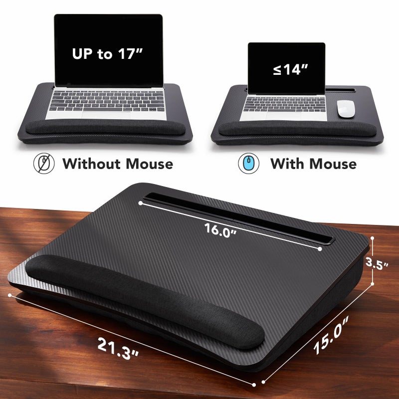HUANUO Lap Laptop Desk - Portable Lap Desk with Pillow Cushion, Fits up to 17 inch Laptop, with Anti-Slip Strip & Storage Function for Home Office Students Use as Computer Laptop Stand, HNLD28B - Image 3