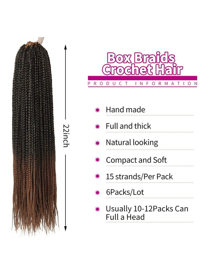 BEkjdiof - 6 Packs Box Braids Crochet Hair Crochet Box Braids Prelooped Synthetic Hair Crotchet Box Braids Hair 22 Inch (1B/30 22Inch) … - Image 1