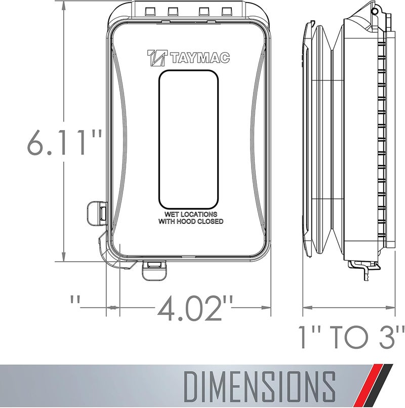 TayMac ML450G Single-Gang Mount 16-in-1 Flat Nonmetallic Weatherproof Vertical/Horizontal, 1-Pack, Gray - Image 1