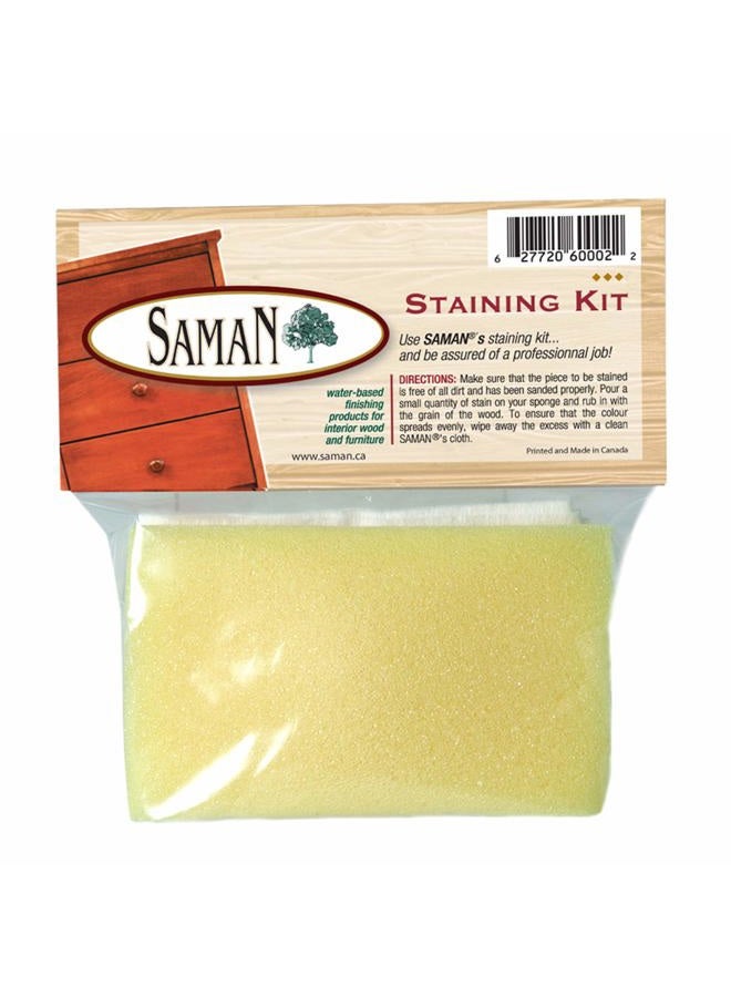 SamaN Staining Kit – Includes Sponge, 2 Cloths and Gloves to Effectively Stain Wood - Image 1