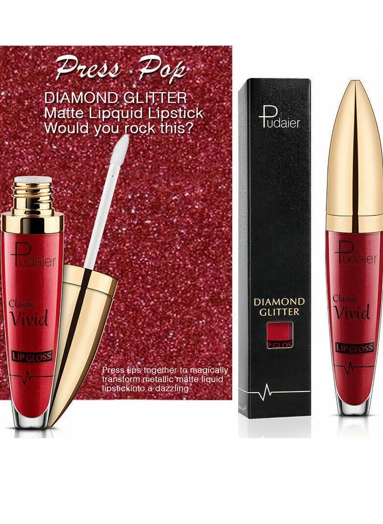 pudaier - Diamond Glitter Shiny Matte Lipstick Glitter Liquid Lip Gloss Sparkling High Pigment Waterproof Long Lasting Lipstick Bold Shimmer Lip Glaze Lip Waterproof Lip Liner and Lipstick 10 - Image 1
