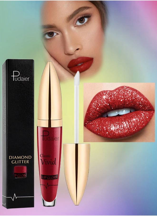 pudaier - Diamond Glitter Shiny Matte Lipstick Glitter Liquid Lip Gloss Sparkling High Pigment Waterproof Long Lasting Lipstick Bold Shimmer Lip Glaze Lip Waterproof Lip Liner and Lipstick 10 - Image 1