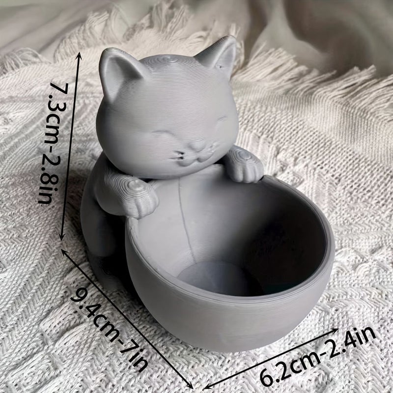 Bright White Cat Shaped Planter With Drainage Holes For Succulents Small Plants Cacti - Image 3