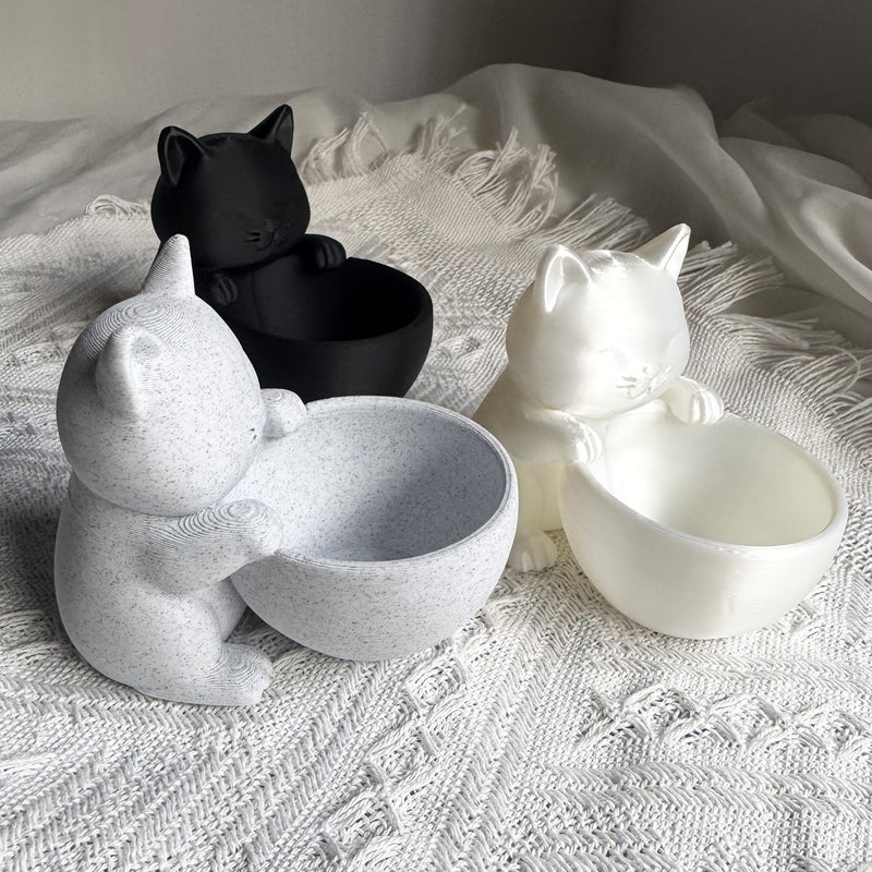 Bright White Cat Shaped Planter With Drainage Holes For Succulents Small Plants Cacti - Image 1