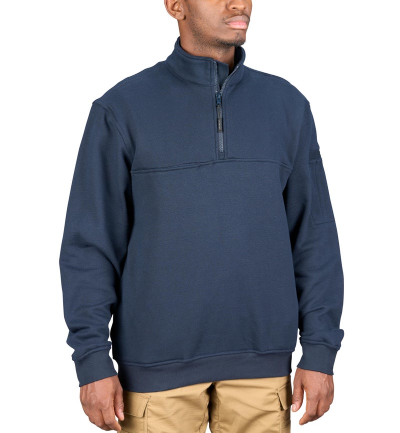 Propper Men's Station 1/4 Zip Job Shirt â€“ Durable Fleece with Canvas Reinforced Elbows, Hand Pockets Uniform, Duty, Apparel in LAPD Navy, Large - Image 1